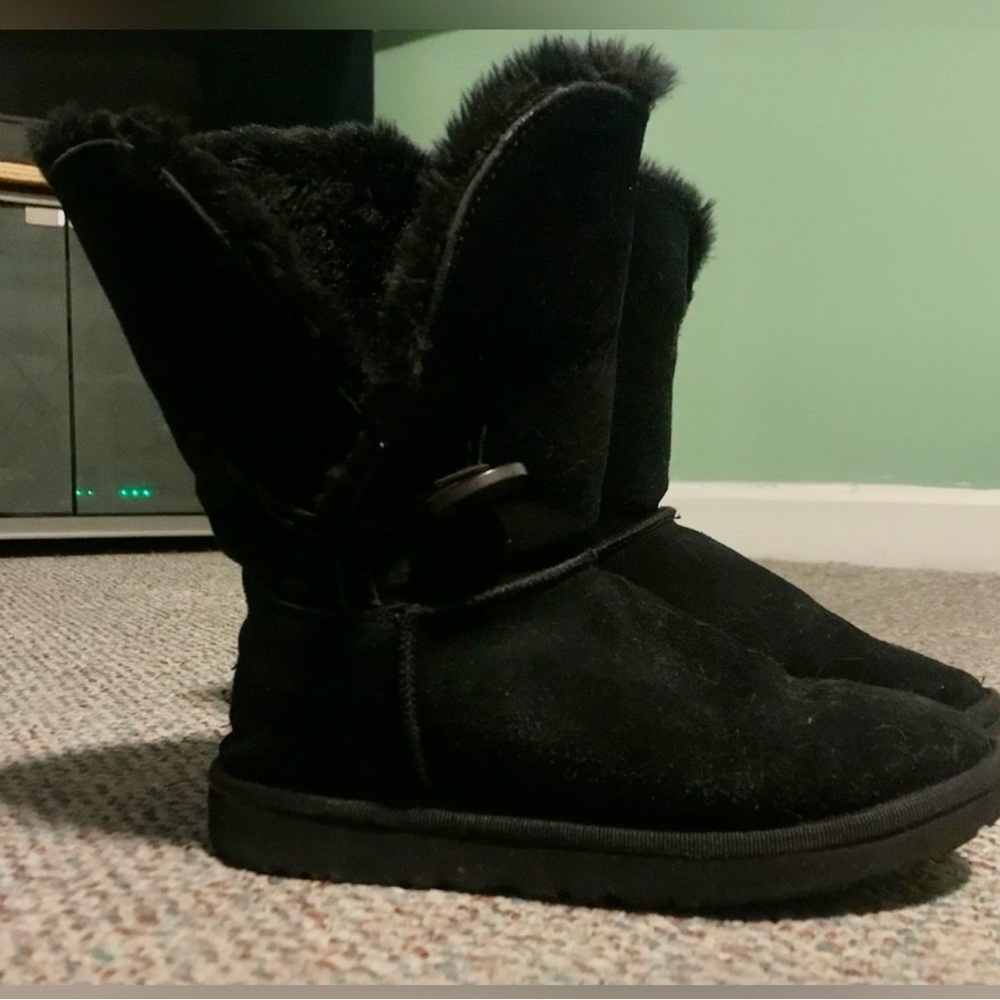 Ugg Shearling Black Boot With Side Button - image 1